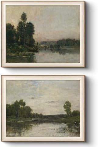 VIYYIEA Framed Vintage River Landscape Moody Wall Art Set, 16×20 Inch by VIYYIEAART