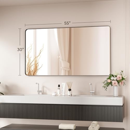 Black Bathroom Mirror 55X30 Inch Bathroom Vanity Mirror - Image 5