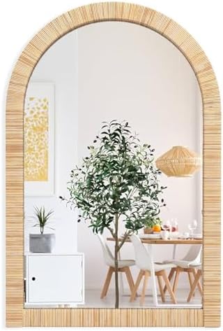Decorative Rattan Wall Mirror, Boho Bathroom Modern Makeup Mirror, Rustic Wall by inoseen