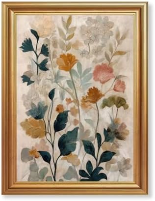 EJPFOGV Vintage Boho Floral Botanical Framed Canvas Wall Art 12x16 inches by FramedCanvasWallArt