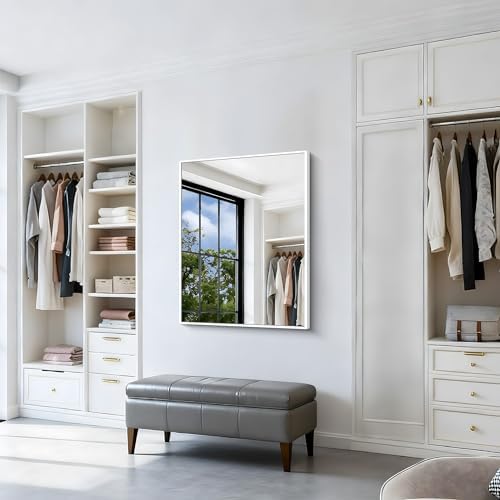 BONEWEI White Bathroom Mirror, 30x36 inch Wall Mirror - Image 5