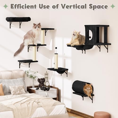 7-in-1 Cat Wall Shelves, Cat Climbing Wall Systems, Space-Saving Wall Mounted - Image 6