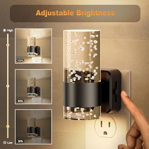 JandCase Night Light, Arcylic Bubble Plug in Nightlight, 3000K Warm - Image 2