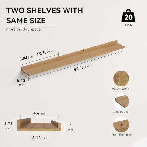Boswillon Floating Shelves Set of 2, Long Wall Shelf - Image 3