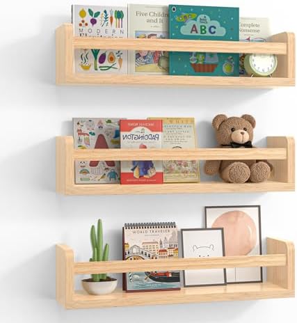 Floating Wall Nursery Book Shelves, 16.5 Inch by Smallfurnitureandhomedecor