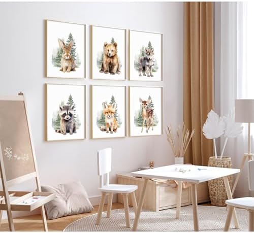 Woodland Animal Wall Art Nursery Baby Canvas Wall Decor Forest Animal Poster - Image 4