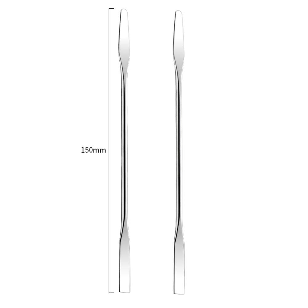 2Pcs Stainless Steel Cosmetic Mixing Makeup Spatula Nail Art Palette Stick Stirring Rod Mixer Artist Tool for Beauty Salon Color Cream Mixing Professional and Personal Use, Silver