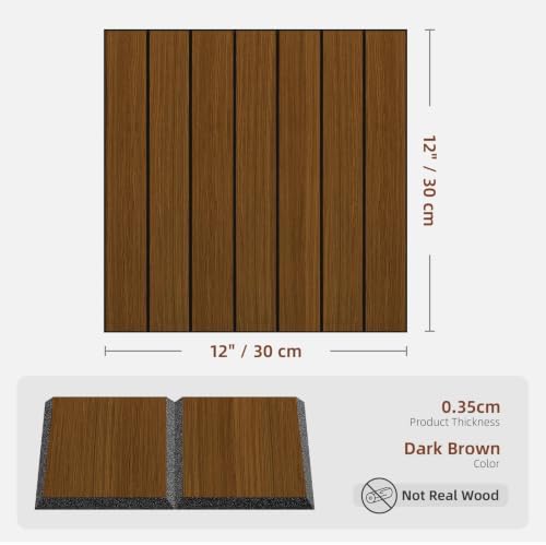 WADILE Peel and Stick Wood Slat Wall Panels 12x12in PVC 30 Pack - Image 2