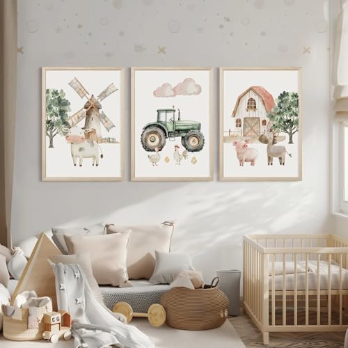 Nursery Farm Animal Wall Art Decor Baby Animal Canvas Prints Nursery Kids - Image 6