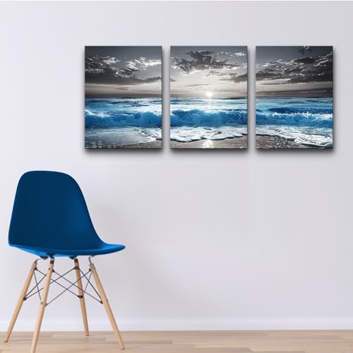 TTHYUEWS Black And White Beach Wall Pictures Wall Decor - Image 4