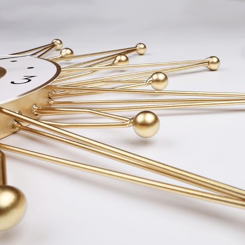 Lafocuse 23 inch Metal Large Gold Starburst Wall Clock Mid Century Art Deco - Image 6