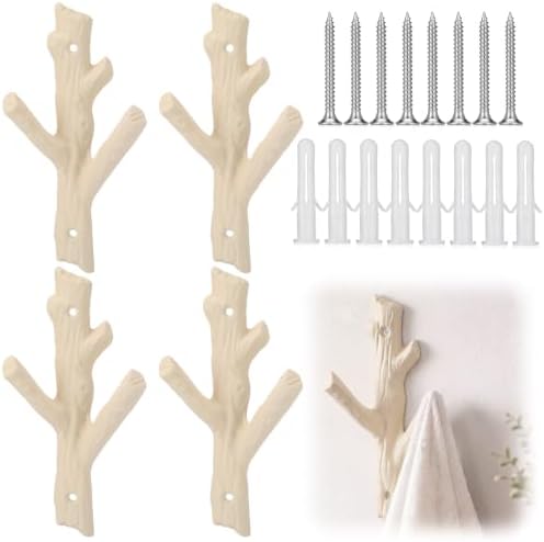 Frienda 4 Pcs Rustic Tree Branch Decorative Hooks, 7.5" X 3.7 " by Frienda