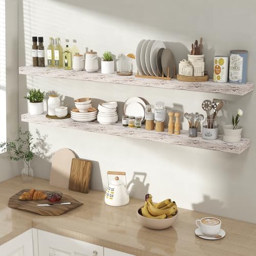 Acovy 55 Inch Floating Shelves for Wall 2 Pack, Wall Mounted Floating Shelf - Image 2