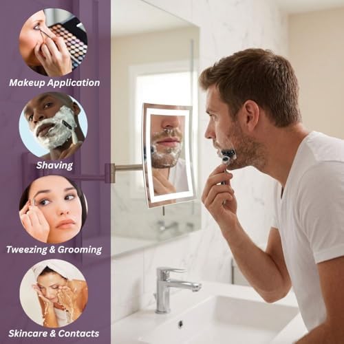 JERDON Lighted Wall-Mount Makeup Mirror - Image 7