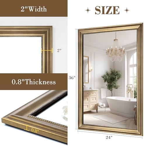Axeman 24x36 Rectangular Wall Mirror, Decorative Bathroom Mirror, Traditional - Image 5