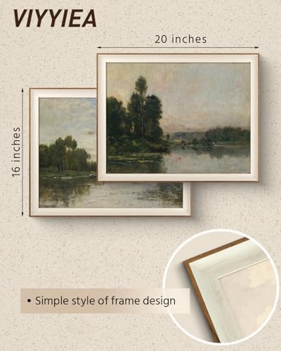 VIYYIEA Framed Vintage River Landscape Moody Wall Art Set, 16×20 Inch - Image 5