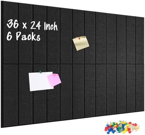 DOLLAR BOSS Felt Cork Board Tiles 6Pcs 12"x12" Bulletin Board by DOLLARBOSS