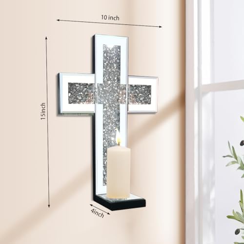 Mirrored Wall Candle Sconces Holder Set of 2, Wall Decor Living Room - Image 3