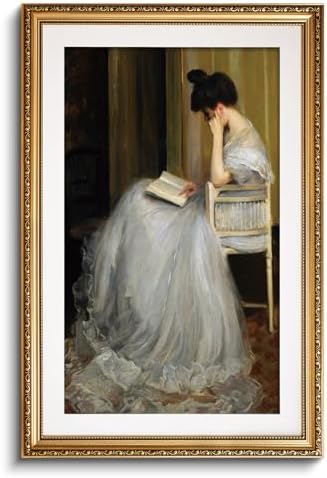 VIYYIEA Large Gold Framed Woman Reading Living Room Wall Art, 24x36 Inch by VIYYIEAART