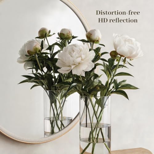 WallBeyond Round Mirror 32 Inch, Linen-Texture Circle Wall Mirror - Image 5