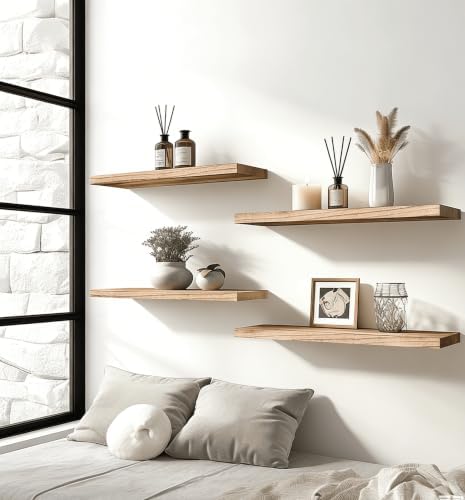 Light Wood Floating Shelves for Wall Shelf 17 Inch Set of 6 - Image 4