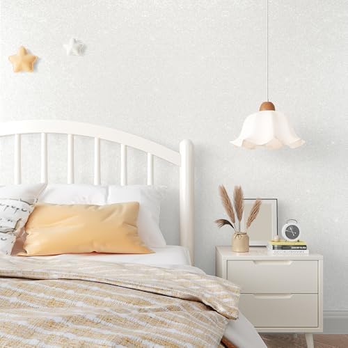 VEELIKE 15.7''x354'' Thick White Glitter Wallpaper Peel and Stick Sparkle - Image 2