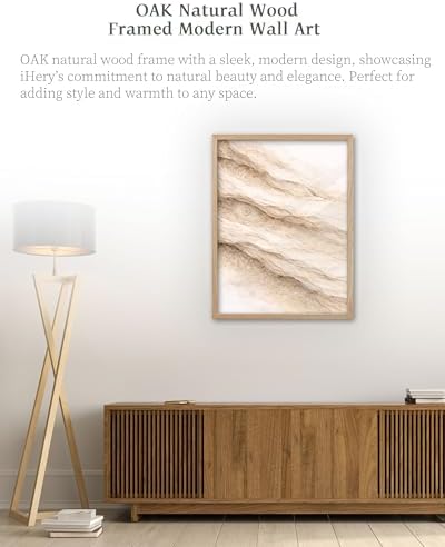 iHery 12x16in Beige Limestone Framed Abstract Wall Art - Image 2