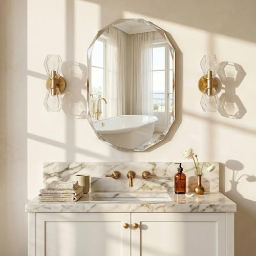 24" x 36" Diamond Edge Frameless Oval Mirror, Faceted Wall Mirror - Image 2