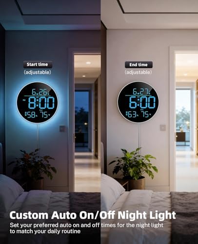 10" Round Digital Wall Clock for Bedroom, 13-Color RGB Model Large LED Display - Image 5