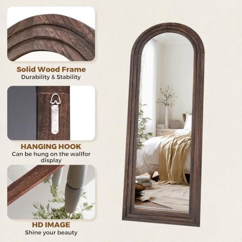 58x22 Arched Full Length Mirror, Solid Wood 3 Layer Frame - Image 3