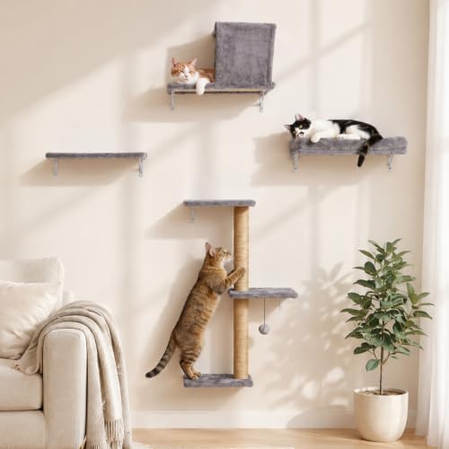 FUKUMARU Cat Wall Shelves, 4 in 1 Set, Light Gray by FUKUMARU