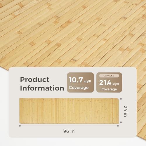 OUZUGIE 2 Pack 96x24 Inch Natural Bamboo Wall Panel - Image 2