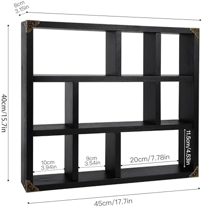 17.7x15.7-Inch Shadow Box Shelf 9-Slot Rustic Floating Shelves Larger Wall - Image 3