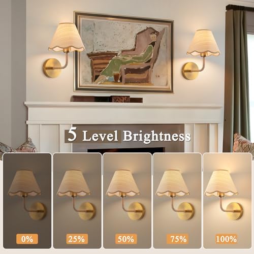 ADISUN Battery Operated Wall Sconce Set of 2, Rattan Shade, Wireless Wall Lights - Image 4