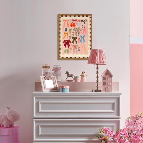 Framed Pink Wall Art, Coquette Colorful Bow Pictures Wall Decor, Trendy Preppy - Image 3