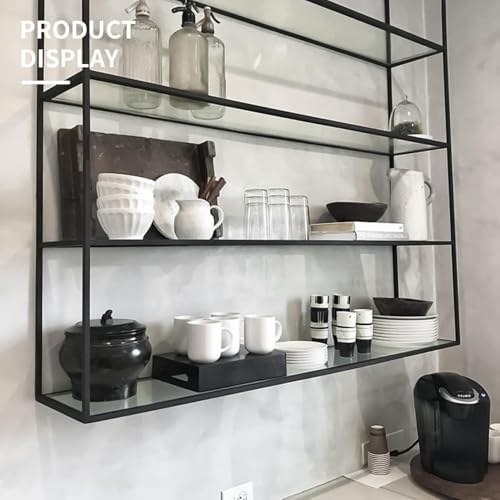 10" W x 36" L - 5 PCS Rectangle Tempered Glass Shelf Set, Glass Shelves of Wall - Image 3