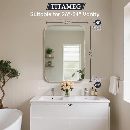 Brushed Nickel Bathroom Mirror for Over Sink, Modern Decorative Vanity Mirror - Image 7