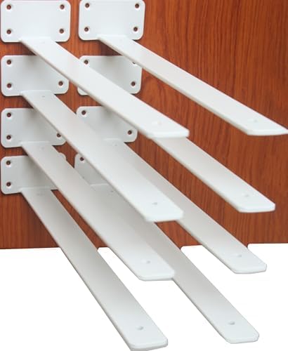 8 Pack - 18 inch White Hidden L Shelf Bracket Iron Floating Shelf Brackets by MHMYDZ