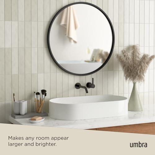 Umbra Hub Round Wall Mirror, Rubber Frame Bathroom Mirror - Image 4