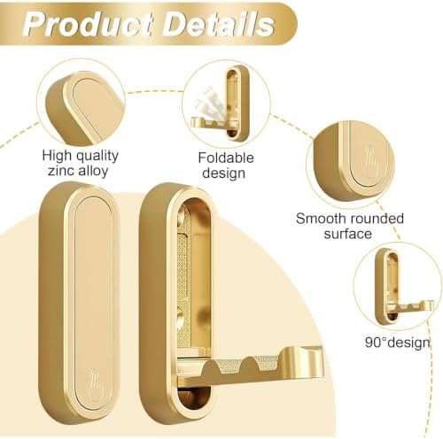 2 Pack Gold Foldable Wall Hooks - Image 3