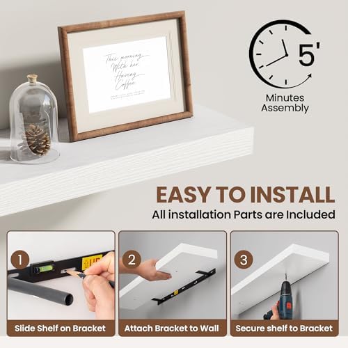 Acovy 48 Inch Floating Shelves for Wall 1 Pack, Wall Mounted Floating Shelf - Image 6
