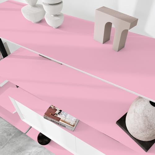 Pink Peel and Stick Wallpaper 23.6"x118" Solid Colour Contact Paper Modern - Image 5