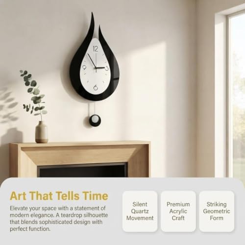 Battery Wall Clock with Pendulum 9.4x21.4 Inch - Image 2