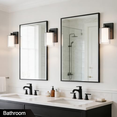 Kalium Wall Sconces Set of Two, Modern Matte Black Vanity Wall Lights - Image 2