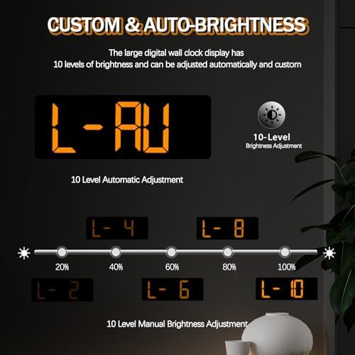 JoFomp 17.3" Large Digital Wall Clock, LED Digital Clock Large Display - Image 5