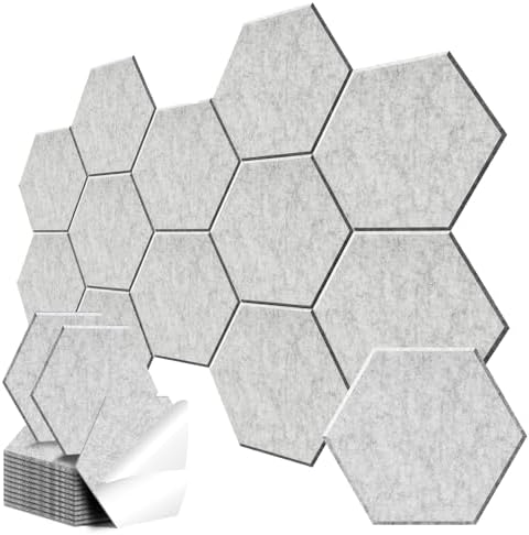 18 Pack Hexagon Acoustic Panels, Self-Adhesive Sound Deadening Panels, Sound by Junwisun