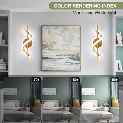 EIDISUNY LED Wall Sconces Indoor, 12W LED Wall Mount Lights, Modern Spiral Wall - Image 5