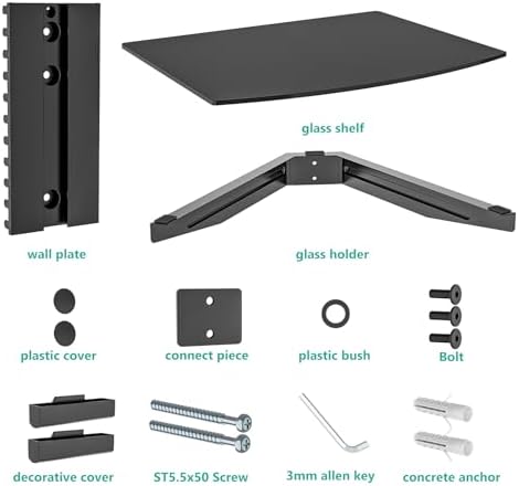 WALI 1 Tier Glass Floating TV Wall Shelf - Image 6