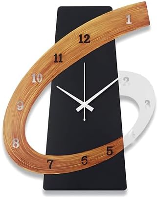 Modern Large Decorative Wall Clock，17 inch Black Silent Non-Ticking Nordic by Unknown