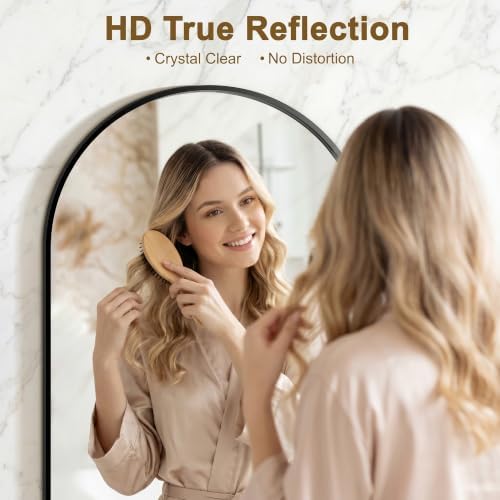 FGU Arched Bathroom Mirror for Over Sink 38"x26" Black Vanity Mirror - Image 3